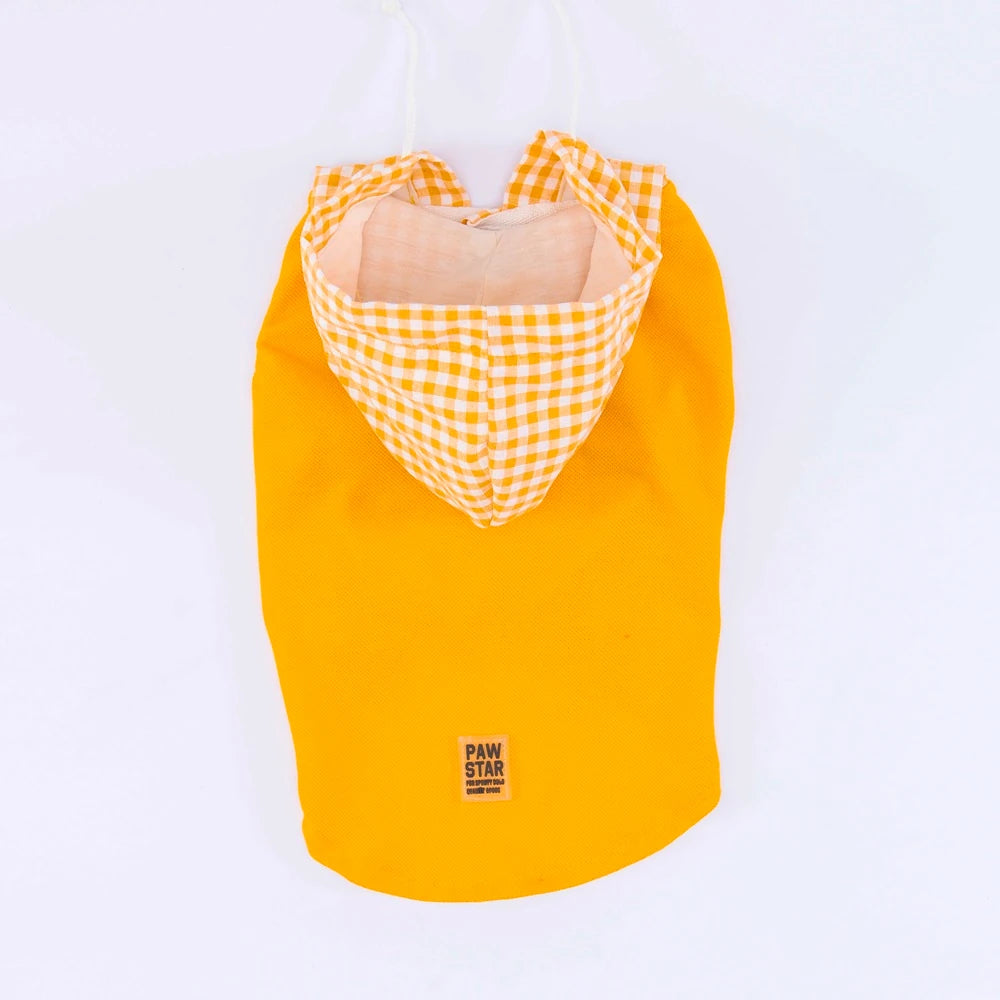 Yellow Gingham Hooded Dog T-Shirt