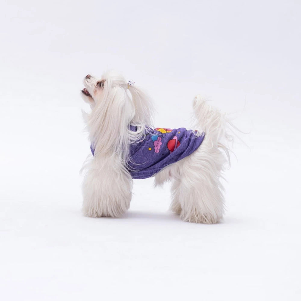 Purple Space Time Printed Dog T-Shirt