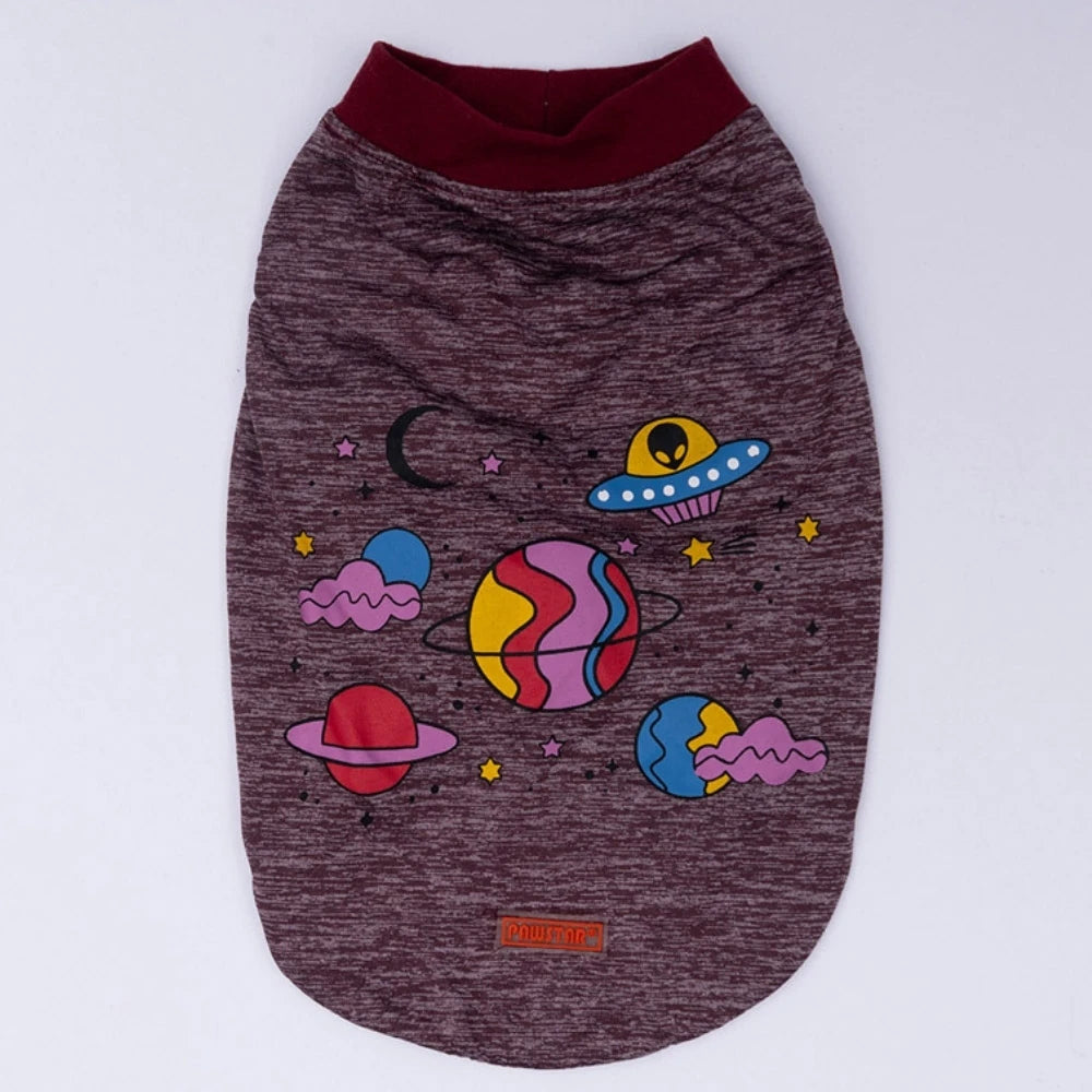 Burgundy Space Time Dog T Shirt