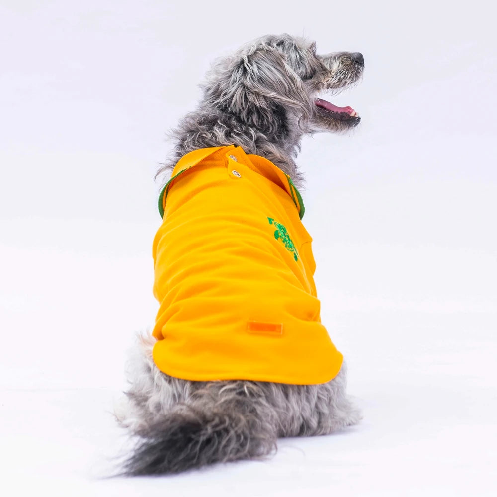 Yellow Marine Polo Collar Dog T-Shirt with Nautical Design