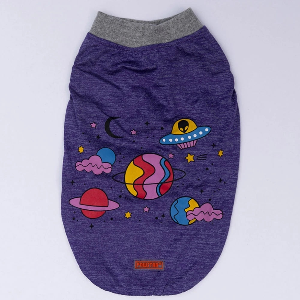 Purple Space Time Printed Dog T-Shirt
