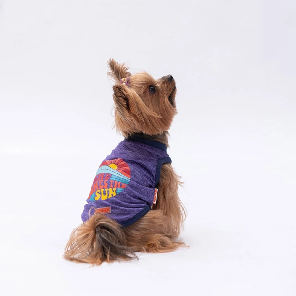 Purple The Sun Printed Dog T-Shirt