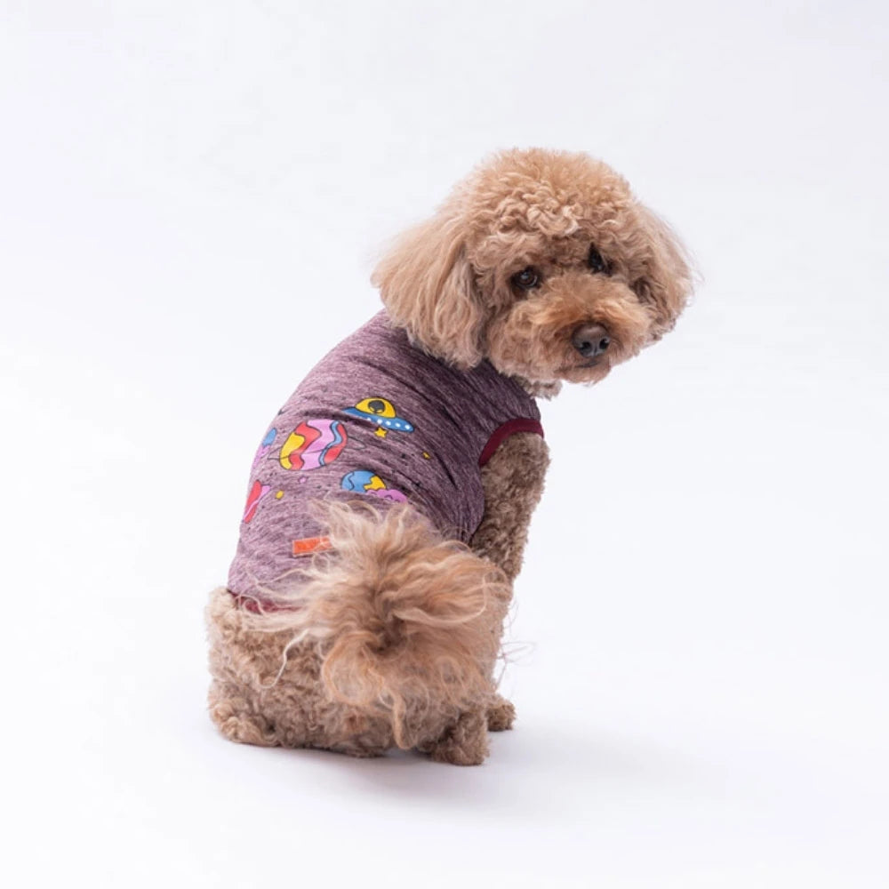 Burgundy Space Time Dog T Shirt