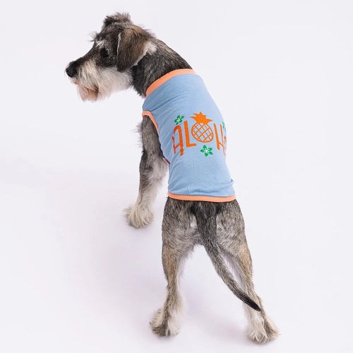 Blue Aloha Dog T Shirt Tropical Hawaiian Pet Clothing