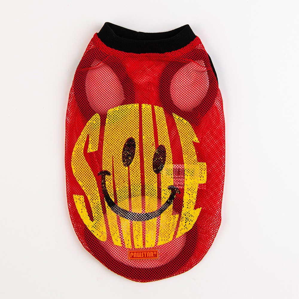 Red Mesh Smile Dog T-Shirt for Small Medium Pets