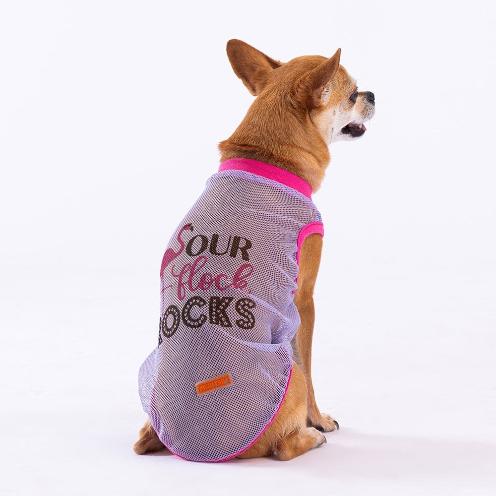 Our Flock Rocks Purple Dog T-Shirt Mesh Lightweight Pet Clothing